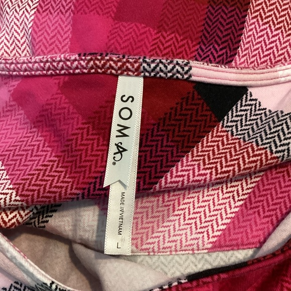 Soma Embraceable Pink Plaid Long Sleeve Sleep Shirt L - Picture 6 of 7